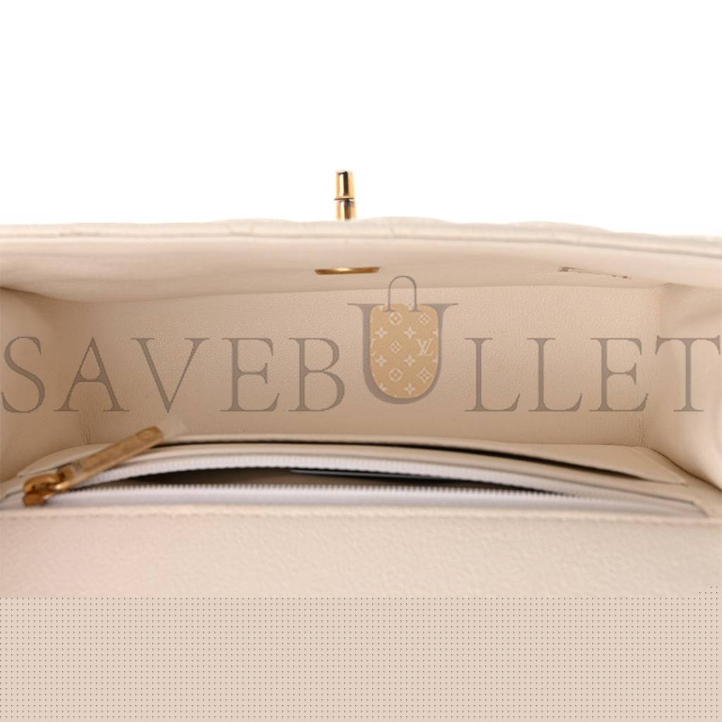 Ch*el master caviar quilted mini top handle rectangular flap white as2431 (20*13*9cm)
